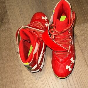 Under Armour Kids Red and White Sneakers
